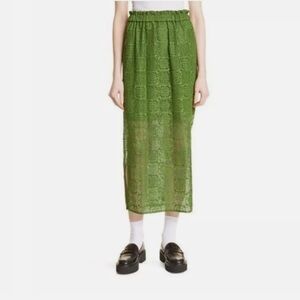 SAMSOE Green Lace Midi Skirt